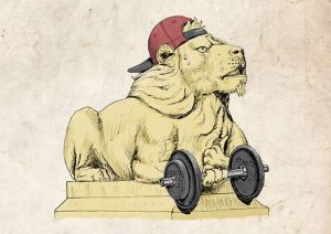 Saltaire lions illustration - determination