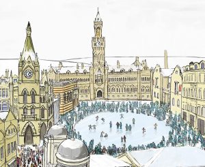 Bradford in winter illustration - City Hall